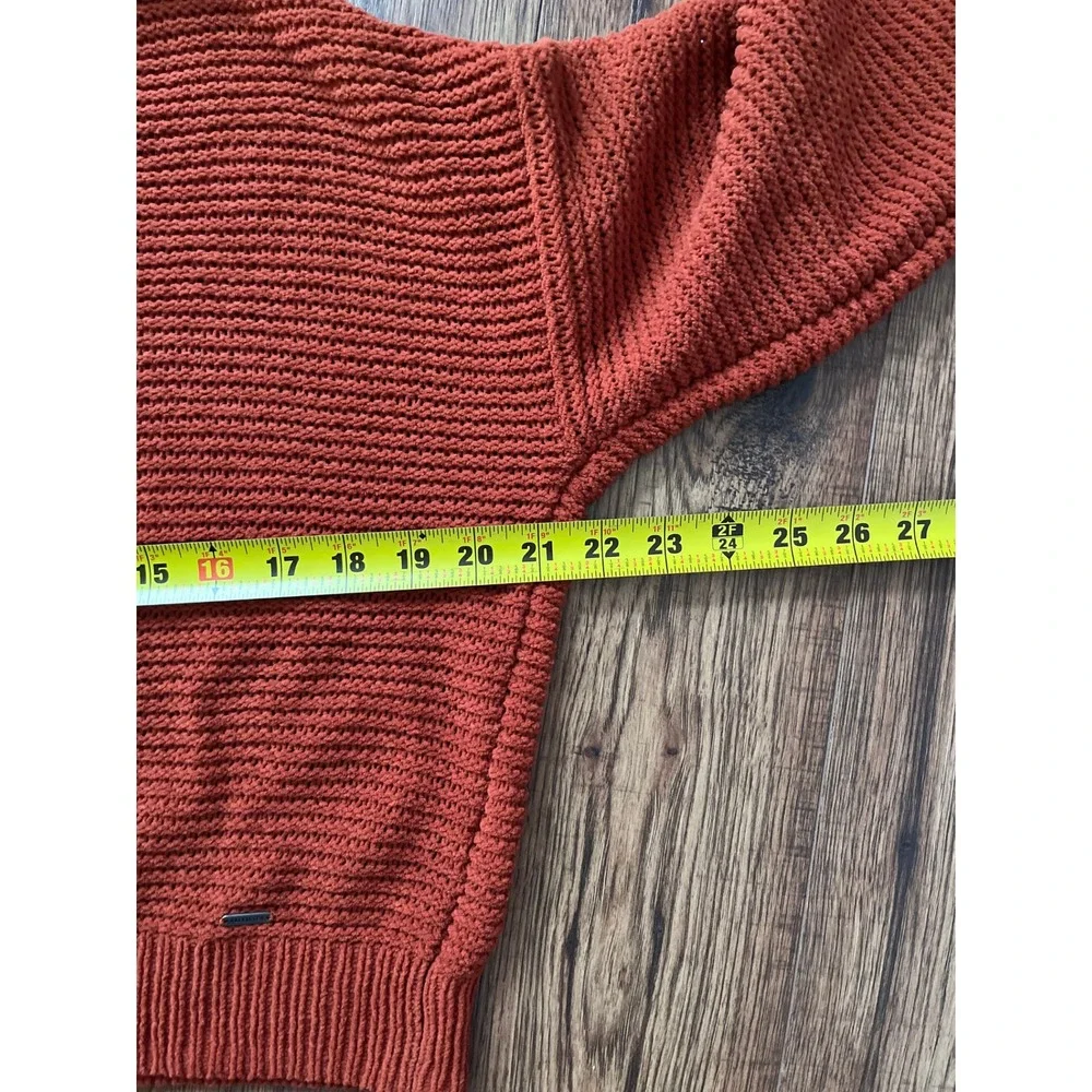 Hollister Rust Chunky Knit Sweater S Mock Neck Balloon Sleeve Boho Fall Cozy Y2K